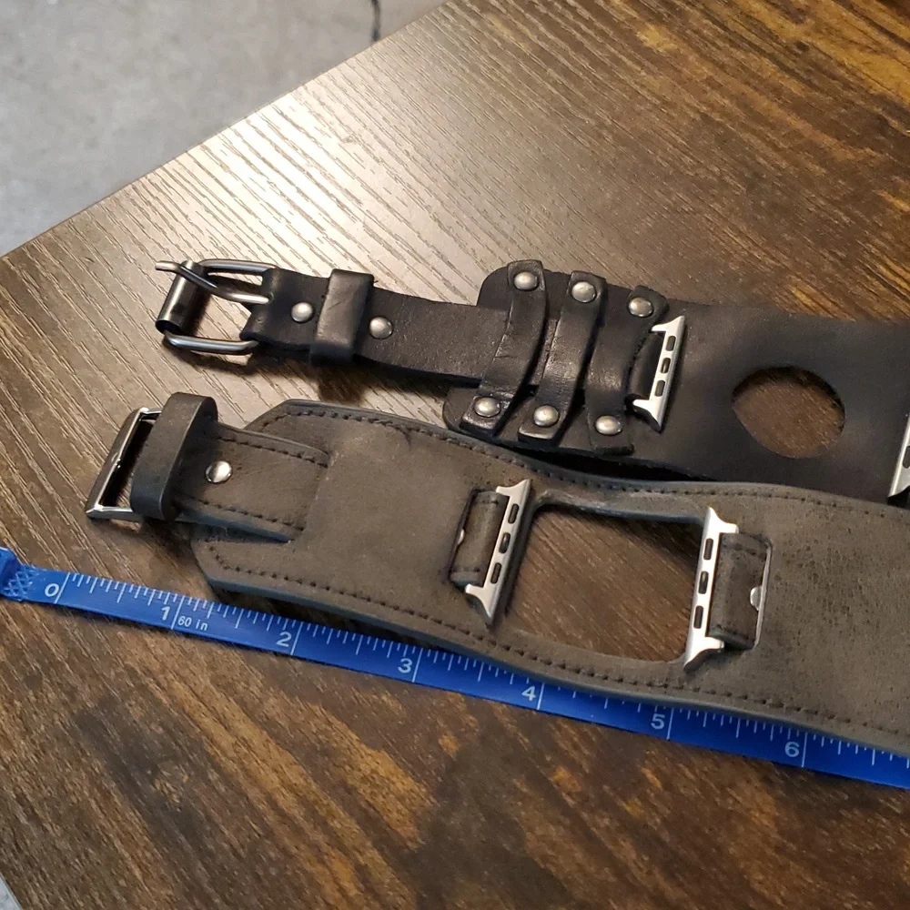 Lot of 2 Apple Watch Bands, Good Condition! Black and Grey leather! 11 inches.